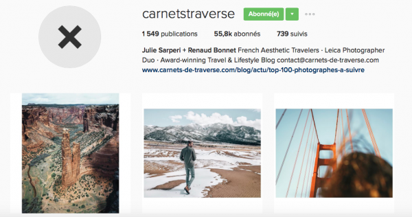 comptes Instagram de voyageurs