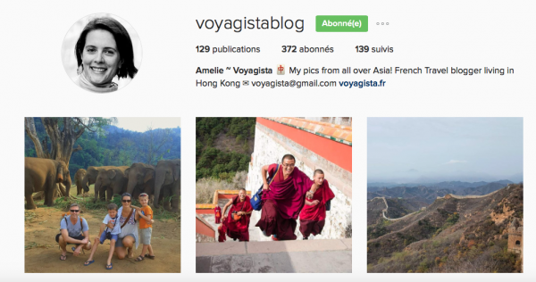 Compte Instagram de Voyagista