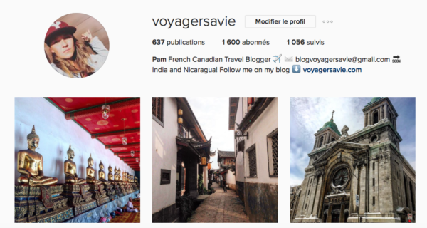 Compte Instagram de Voyager sa vie